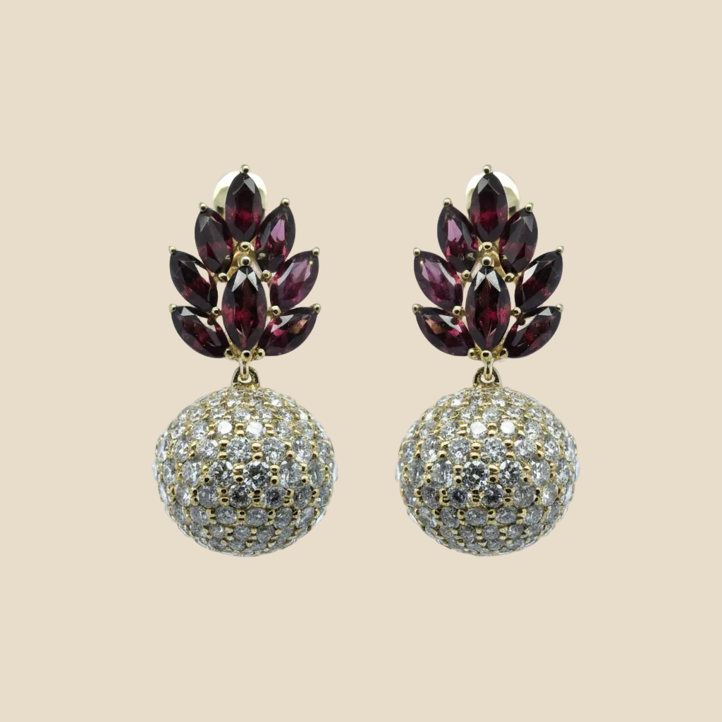Garnet Leaf Earring - Palaces Jewellery