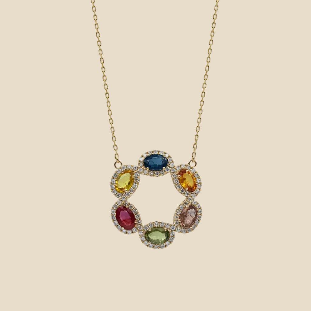 Halo Circle Necklace - Palaces Jewellery