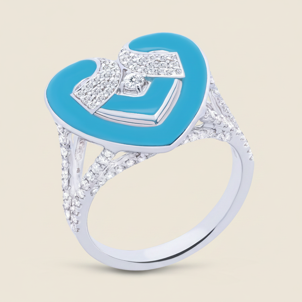 Enamel Heart Ring - Palaces Jewellery