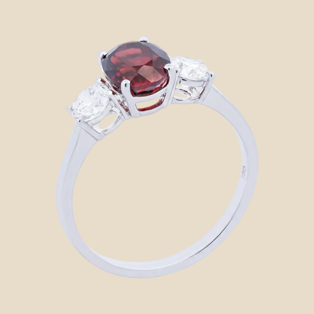 Threestone Garnet Ring - Palaces Jewellery