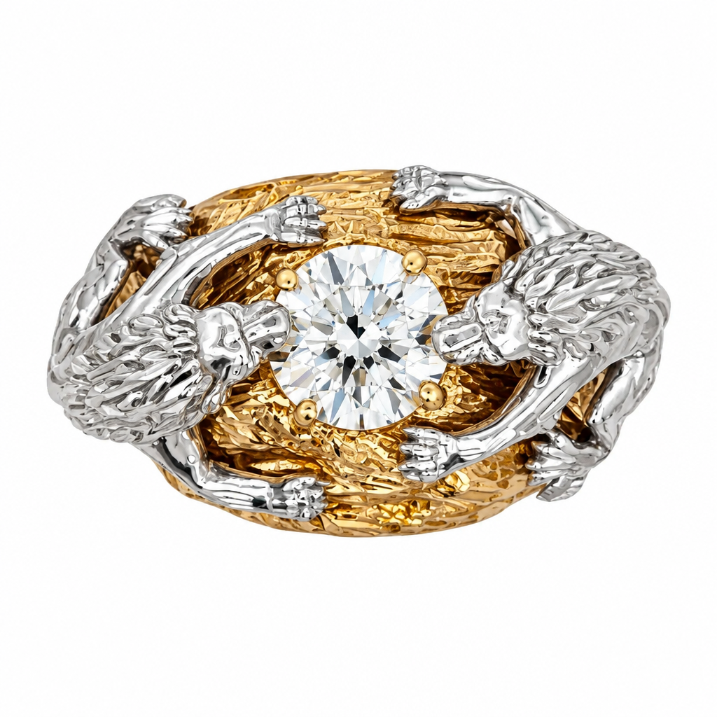 亚历克西斯狮子钻石戒指 (Alexis Lions Diamond Ring)