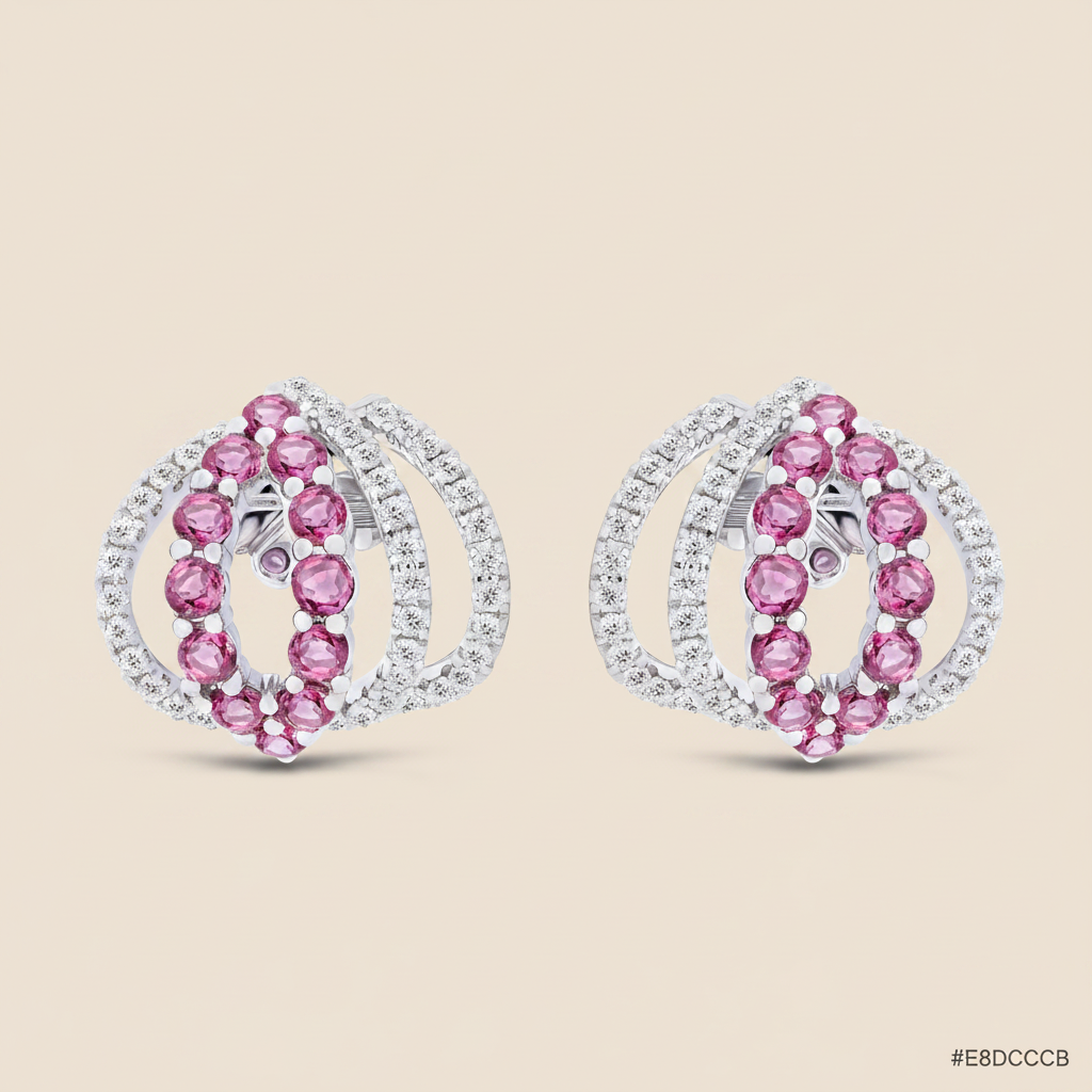 Rosa Halo Earring - Palaces Jewellery