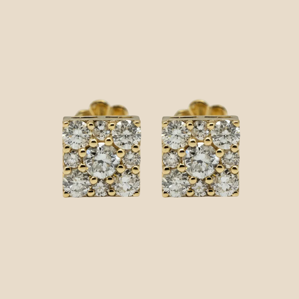 Regal Square Studs - Palaces Jewellery