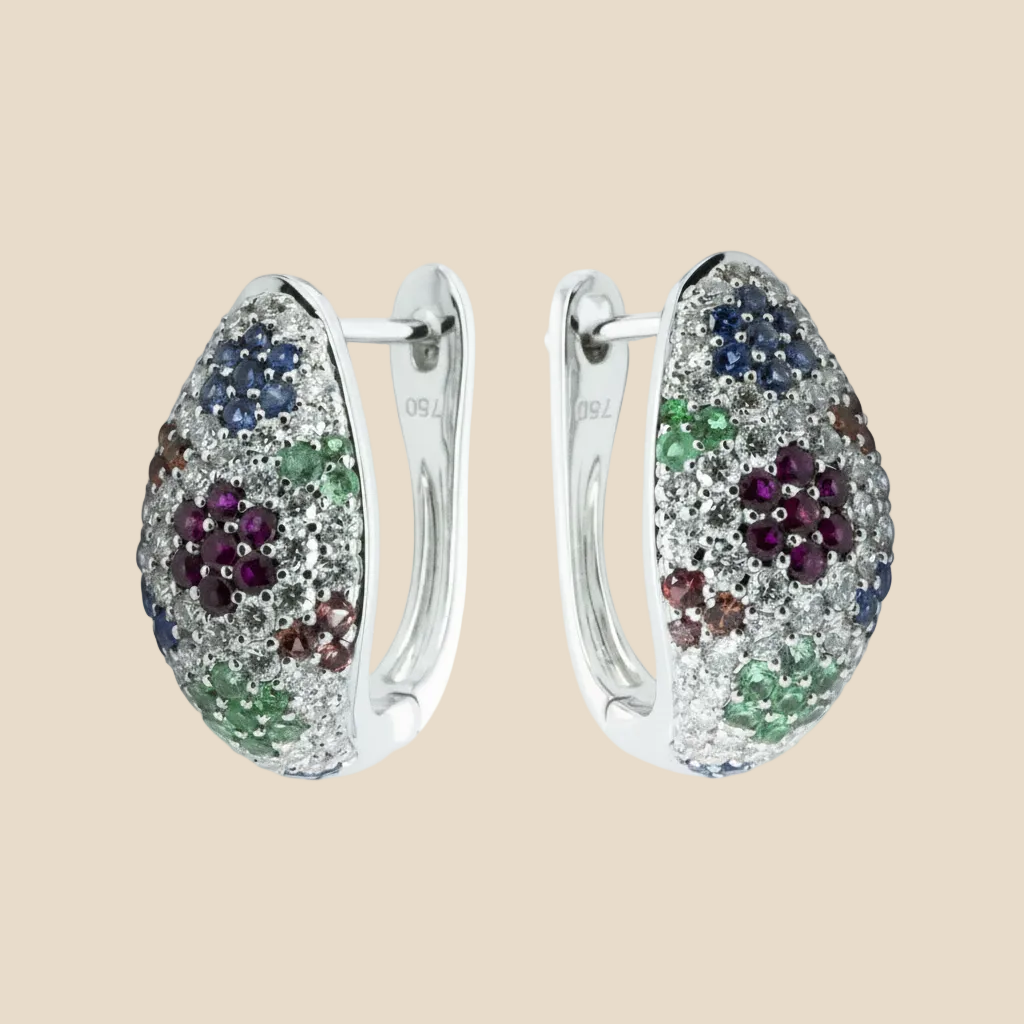 Floral Pave Huggie - Palaces Jewellery