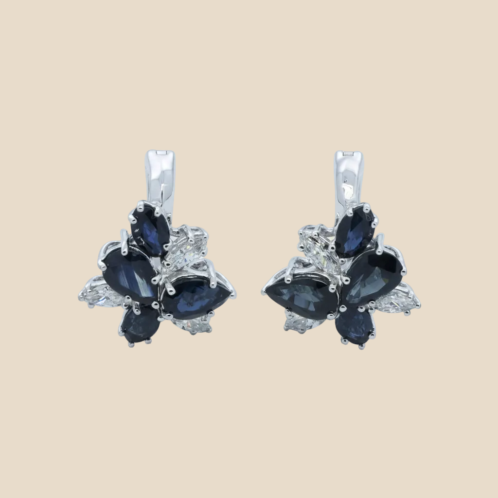 Sapphire Cluster Earring - Palaces Jewellery